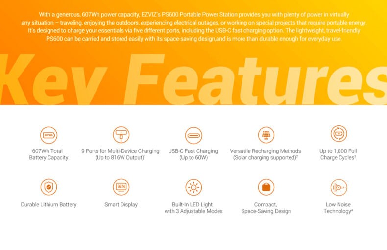 EZVIZ PS600 Portable Power Station